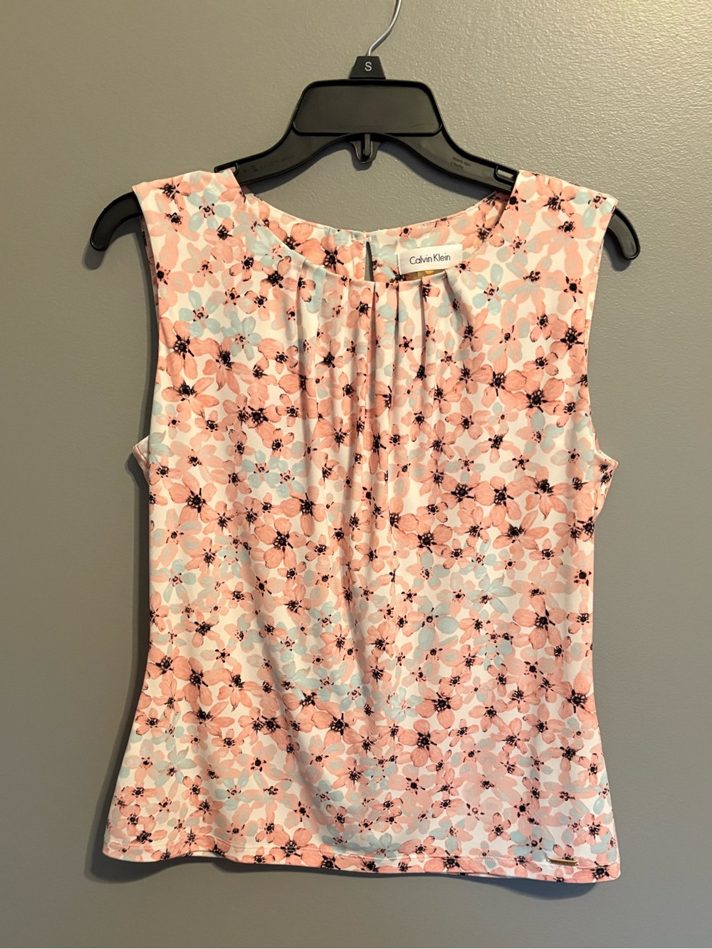 Calvin Klein Pink and Light Blue Floral Sleeveless Camisole